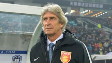 TIANJIN, CHINA - MARCH 03: Hebei China Fortune head coach Manuel Pellegrini looks on during the 2018 Chinese Football Association Super League (CSL) first round match between Tianjin Teda and Hebei China Fortune at Tianjin Tuanbo Football Stadium on March 3, 2018 in Tianjin, China. (Photo by VCG/VCG via Getty Images)