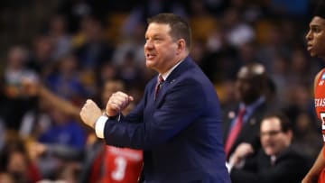 BOSTON, MA - MARCH 23: Head coach Chris Beard of the Texas Tech Red Raiders reacts against the Purdue Boilermakers during the second half in the 2018 NCAA Men's Basketball Tournament East Regional at TD Garden on March 23, 2018 in Boston, Massachusetts. (Photo by Elsa/Getty Images)