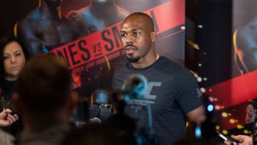 LAS VEGAS, NV - FEBRUARY 28: UFC light heavyweight champion Jon Jones talks to the media during UFC 235 open workouts at the MGM Grand in Las Vegas, NV. Thursday, Feb 28, 2019. (Photo by Hans Gutknecht/MediaNews Group/Los Angeles Daily News via Getty Images)