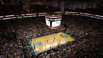 Apr 26, 2013; Boston, MA, USA; A general view of TD Garden prior to game three of the first round of the 2013 NBA playoffs between the Boston Celtics and the New York Knicks. Mandatory Credit: Mark L. Baer-USA TODAY Sports