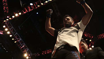 ANAHEIM, CA - JULY 29: Calvin Kattar reacts after defeating Andre Fili in their featherweight bout during the UFC 214 event at Honda Center on July 29, 2017 in Anaheim, California. (Photo by Christian Petersen/Zuffa LLC/Zuffa LLC via Getty Images)