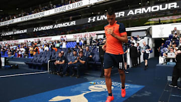 LONDON, ENGLAND - AUGUST 27: Erik Lamela of Tottenham Hotspur comes out from the tunnel to warm up during the Premier League match between Tottenham Hotspur and Liverpool at White Hart Lane on August 27, 2016 in London, England. (Photo by Jan Kruger/Getty Images)