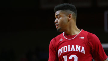 PISCATAWAY, NJ - JANUARY 30: Juwan Morgan #13 of the Indiana Hoosiers in action against the Rutgers Scarlet Knights during a game at Rutgers Athletic Center on January 30, 2019 in Piscataway, New Jersey. Rutgers defeated Indiana 66-58. (Photo by Rich Schultz/Getty Images)