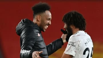 Pierre-Emerick Aubameyang and Mohamed Elneny, Arsenal (Photo by SHAUN BOTTERILL/POOL/AFP via Getty Images)