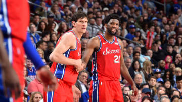Boban Marjanovic, Joel Embiid | Philadelphia 76ers (Photo by Jesse D. Garrabrant/NBAE via Getty Images)