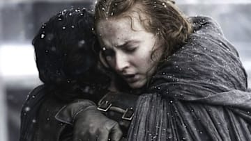 Kit Harington as Jon Snow and Sophie Turner as Sansa Stark in Season 6, Episode 4. Helen Sloan/HBO