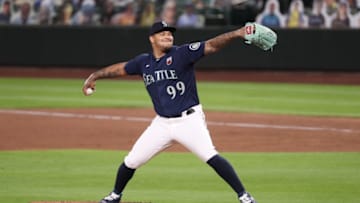 SEATTLE, WASHINGTON - AUGUST 19: Taijuan Walker #99 of the Seattle Mariners pitches in the fifth inning against the Los Angeles Dodgers at T-Mobile Park on August 19, 2020 in Seattle, Washington. (Photo by Abbie Parr/Getty Images)
