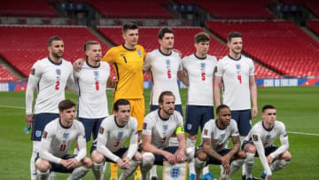 England Three Lions team (Photo by Sebastian Frej/MB Media/Getty Images)