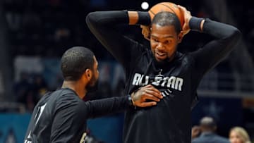 Former Duke basketball player Kyrie Irving guarding Kevin Durant (Bob Donnan-USA TODAY Sports)