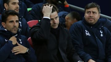 LONDON, ENGLAND - NOVEMBER 02: Mauricio Pochettino, Manager of Tottenham Hotspur reacts ring the UEFA Champions League Group E match between Tottenham Hotspur FC and Bayer 04 Leverkusen at Wembley Stadium on November 2, 2016 in London, England. (Photo by Tottenham Hotspur FC/Tottenham Hotspur FC via Getty Images)