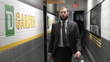 BOSTON, MA - JUNE 6: David Backes #42 of the Boston Bruins arrives prior to the start of the game against the St Louis Blues during Game Five of the 2019 NHL Stanley Cup Final at the TD Garden on June 6, 2019 in Boston, Massachusetts. (Photo by Brian Babineau/NHLI via Getty Images)