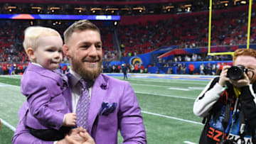 Conor McGregor, Irish mixed martial artist, awaits the start of Super Bowl LIII between the New England Patriots and the Los Angeles Rams at Mercedes-Benz Stadium in Atlanta, Georgia, on February 3, 2019. (Photo by TIMOTHY A. CLARY / AFP) (Photo credit should read TIMOTHY A. CLARY/AFP via Getty Images)