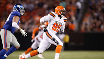 CLEVELAND, OH - AUGUST 21: Myles Garrett #95 of the Cleveland Browns in action during a preseason game against the New York Giants at FirstEnergy Stadium on August 21, 2017 in Cleveland, Ohio. (Photo by Joe Robbins/Getty Images)