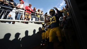 ANN ARBOR, MI - OCTOBER 06: Tyree Kinnel #23 of the Michigan Wolverines takes the field to play the Maryland Terrapins on October 6, 2018 at Michigan Stadium in Ann Arbor, Michigan. Michigan won the game 42-12. (Photo by Gregory Shamus/Getty Images)