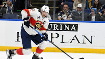 ST. LOUIS, MO. - DECEMBER 11: Florida Panthers center Aleksander Barkov (16) with the puck during a NHL game between the Florida Panthers and the St. Louis Blues on December 11, 2018, at Enterprise Center, St. Louis, MO. (Photo by Keith Gillett/Icon Sportswire via Getty Images)