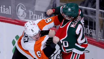 Michael McLeod #20 of the New Jersey Devils (Photo by Elsa/Getty Images)