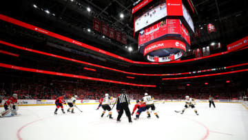 WASHINGTON, DC - NOVEMBER 09: A general view during a face off between the Washington Capitals and Vegas Golden Knights at Capital One Arena on November 09, 2019 in Washington, DC. (Photo by Rob Carr/Getty Images)