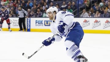 Apr 8, 2015; Columbus, OH, USA; Toronto Maple Leafs right wing Phil Kessel (81) against the Columbus Blue Jackets at Nationwide Arena. The Jackets won 5-0. Mandatory Credit: Aaron Doster-USA TODAY Sports