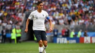 Raphael Varane of France controls the ball during the 2018 FIFA World Cup Group C match between Denmark and France at Luzhniki Stadium in Moscow, Russia on June 26, 2018 (Photo by Andrew Surma/NurPhoto via Getty Images)