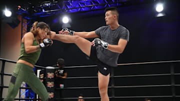 Angela and Christian Lee participate in the ONE Championship open workouts in Tokyo, Japan (Photos by ONE Championship)