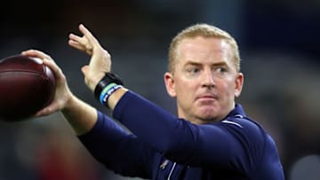 ARLINGTON, TEXAS - NOVEMBER 10: Head coach Jason Garrett of the Dallas Cowboys throws a football before the game against the Minnesota Vikings at AT&T Stadium on November 10, 2019 in Arlington, Texas. (Photo by Tom Pennington/Getty Images)