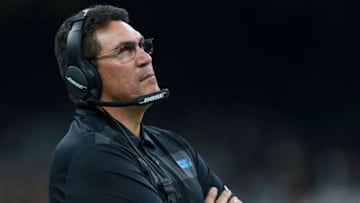 NEW ORLEANS, LOUISIANA - DECEMBER 30: Head coach Ron Rivera of the Carolina Panthers looks on during the first half against the New Orleans Saints during a NFL game at the Mercedes-Benz Superdome on December 30, 2018 in New Orleans, Louisiana. (Photo by Sean Gardner/Getty Images)