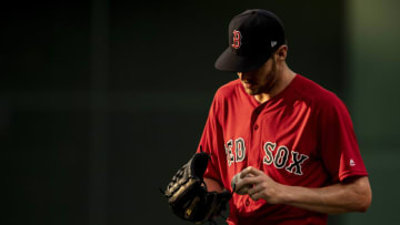 BOSTON, MA - JUNE 8: Chris Sale #41 of the Boston Red Sox walks out of the bullpen before a game against the Chicago White Sox on June 8, 2018 at Fenway Park in Boston, Massachusetts. (Photo by Billie Weiss/Boston Red Sox/Getty Images)