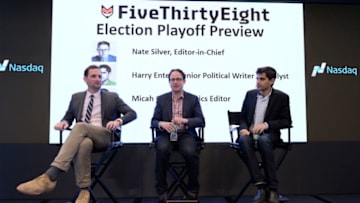 NEW YORK, NY - SEPTEMBER 30: FiveThirtyEight Politics Editor Michah Cohen, FiveThirtyEight Statistician, Author and Founder Nate Silver, and FiveThirtyEight Senior Political Writer and Analyst Harry Enten speak onstage at the Nate Silver and FiveThirtyEight: The Election Playoff Preview panel presented by ESPN during Advertising Week 2015 AWXII at Nasdaq MarketSite on September 30, 2015 in New York City. (Photo by Andrew Toth/Getty Images for AWXII)