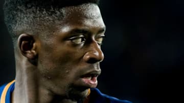BARCELONA, SPAIN - JANUARY 11: Ousmane Dembele of FC Barcelona looks on during the Copa Del Rey 2017-18 Round of 16 (2nd leg) match between FC Barcelona and RC Celta de Vigo at Camp Nou on 11 January 2018 in Barcelona, Spain. (Photo by Power Sport Images/Getty Images)