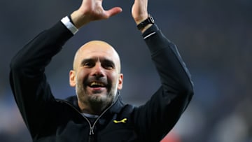 LEICESTER, ENGLAND - DECEMBER 19: Pep Guardiola the head coach / manager of Manchester City during the Carabao Cup Quarter-Final match between Leicester City and Manchester City at The King Power Stadium on December 19, 2017 in Leicester, England. (Photo by Catherine Ivill/Getty Images)
