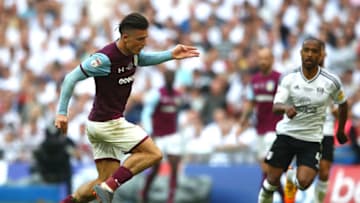 LONDON, ENGLAND - MAY 26: Jack Grealish of Aston Villa runs with the ball during the Sky Bet Championship Play Off Final between Aston Villa and Fulham at Wembley Stadium on May 26, 2018 in London, England. (Photo by Clive Mason/Getty Images)