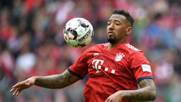 MUNICH,GERMANY - MAY 4: Jerome Boateng of FC Bayern Muenchen in action during the Bundesliga match between FC Bayern Muenchen and Hannover 96 at Allianz Arena on May 04, 2019 in Munich, Germany. (Photo by Etsuo Hara/Getty Images)