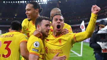 Liverpool is chasing Manchester City in the race for the English Premier League trophy. (Photo by Justin Setterfield/Getty Images)