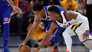 Allonzo Trier, New York Knicks. Donovan Mitchell, Utah Jazz. (Photo by Gene Sweeney Jr./Getty Images)