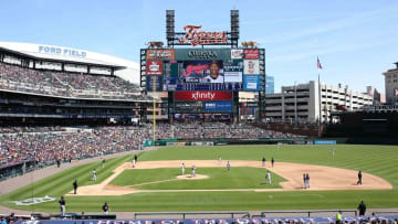 Apr 24, 2016; Detroit, MI, USA; A view of Comerica Park during the game of the Cleveland Indians against the Detroit Tigers at Comerica Park. The Indians won 6-3. Mandatory Credit: Aaron Doster-USA TODAY Sports