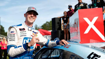 LEXINGTON, OHIO - AUGUST 10: Austin Cindric, driver of the #22 PPG Ford, celebrates after winning the B&L Transport 170 at Mid-Ohio Sports Car Course on August 10, 2019 in Lexington, Ohio. (Photo by Meg Oliphant/Getty Images)