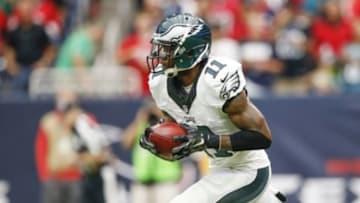 Nov 2, 2014; Houston, TX, USA; Philadelphia Eagles wide receiver Josh Huff (11) runs during the game against the Houston Texans at NRG Stadium. Mandatory Credit: Kevin Jairaj-USA TODAY Sports