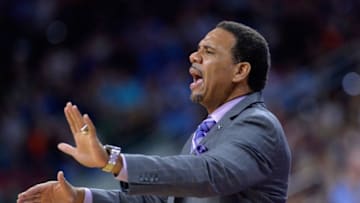 RALEIGH, NC - MARCH 19: Head coach Ed Cooley of the Providence Friars reacts in the first half against the North Carolina Tar Heels during the second round of the 2016 NCAA Men's Basketball Tournament at PNC Arena on March 19, 2016 in Raleigh, North Carolina. (Photo by Grant Halverson/Getty Images)