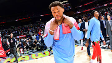ATLANTA, GA - APRIL 3: Justin Anderson #1 of the Atlanta Hawks seen following the game against the Philadelphia 76ers on April 3, 2019 at State Farm Arena in Atlanta, Georgia. NOTE TO USER: User expressly acknowledges and agrees that, by downloading and/or using this Photograph, user is consenting to the terms and conditions of the Getty Images License Agreement. Mandatory Copyright Notice: Copyright 2019 NBAE (Photo by Scott Cunningham/NBAE via Getty Images)
