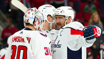 Ilya Samsonov, Alex Ovechkin, Washington Capitals Mandatory Credit: James Guillory-USA TODAY Sports