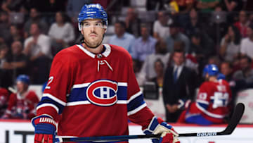 MONTREAL, QC - SEPTEMBER 17: Look on Montreal Canadiens defenseman Simon Despres (32) during the New Jersey Devils versus the Montreal Canadiens preseason game on September 17, 2018, at Bell Centre in Montreal, QC (Photo by David Kirouac/Icon Sportswire via Getty Images)