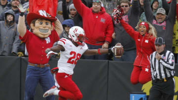 IOWA CITY, IOWA- NOVEMBER 23: Running back Maurice Washington #28 of the Nebraska Cornhuskers runs in a touchdown in the second half against the Iowa Hawkeyes, on November 23, 2018 at Kinnick Stadium, in Iowa City, Iowa. (Photo by Matthew Holst/Getty Images)