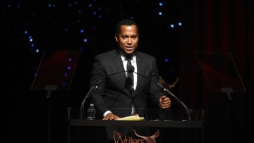 NEW YORK, NEW YORK - FEBRUARY 01: Branden Jacobs-Jenkins speaks onstage at the 72nd Writers Guild Awards at Edison Ballroom on February 01, 2020 in New York City. (Photo by Jamie McCarthy/Getty Images for Writers Guild of America, East)