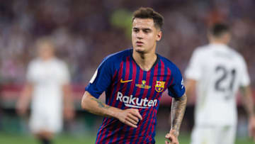 SEVILLE, SPAIN - MAY 25: Philippe Coutinho of FC Barcelona looks on during the Spanish Copa del Rey match between Barcelona and Valencia at Estadio Benito Villamarin on May 25, 2019 in Seville. (Photo by TF-Images/Getty Images)
