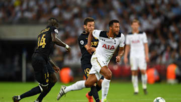 LONDON, ENGLAND - SEPTEMBER 14: Mousa Dembele of Tottenham Hotspur skips past Tiemoue Bakayoko of AS Monaco during the UEFA Champions League match between Tottenham Hotspur FC and AS Monaco FC at Wembley Stadium on September 14, 2016 in London, England. (Photo by Shaun Botterill/Getty Images)