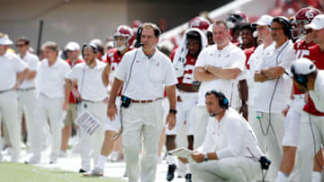 TUSCALOOSA, AL - SEPTEMBER 21: Alabama Crimson Tide head coach Nick Saban looks on during a game against the Southern Mississippi Golden Eagles at Bryant-Denny Stadium on September 21, 2019 in Tuscaloosa, Alabama. Alabama defeated Southern Miss 49-7. (Photo by Joe Robbins/Getty Images)