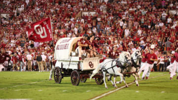 Sooner Schooner takes the field during a college football game between the Oklahoma Sooners and the Tulane Green Wave (Photo by David Stacy/Icon Sportswire via Getty Images)