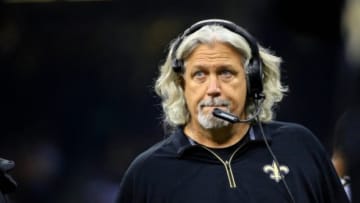Oct 15, 2015; New Orleans, LA, USA; New Orleans Saints defensive coordinator Rob Ryan against the Atlanta Falcons during the first quarter of a game at the Mercedes-Benz Superdome. The Saints defeated the Falcons 31-21. Mandatory Credit: Derick E. Hingle-USA TODAY Sports