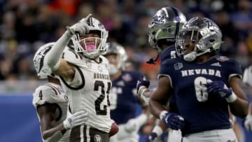 Western Michigan Broncos wide receiver Skyy Moore (24) picks up a first down against the Nevada Wolf Pack.