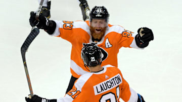 Jakub Voracek and Scott Laughton, Philadelphia Flyers (Mandatory Credit: Dan Hamilton-USA TODAY Sports)
